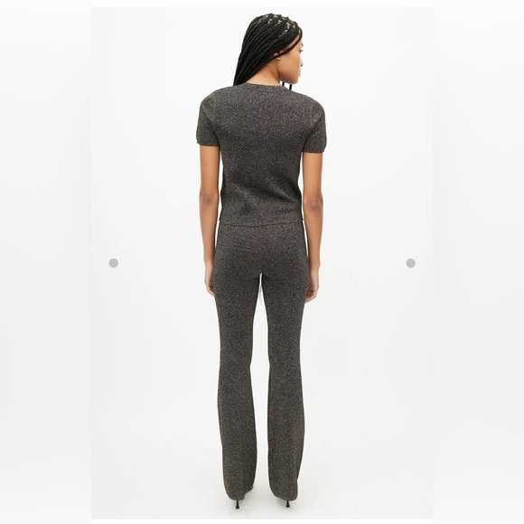 Sandro Women’s Pants 1 / US Small Glitter Metallic Front Zip Flared Leg Holiday - Picture 7 of 16